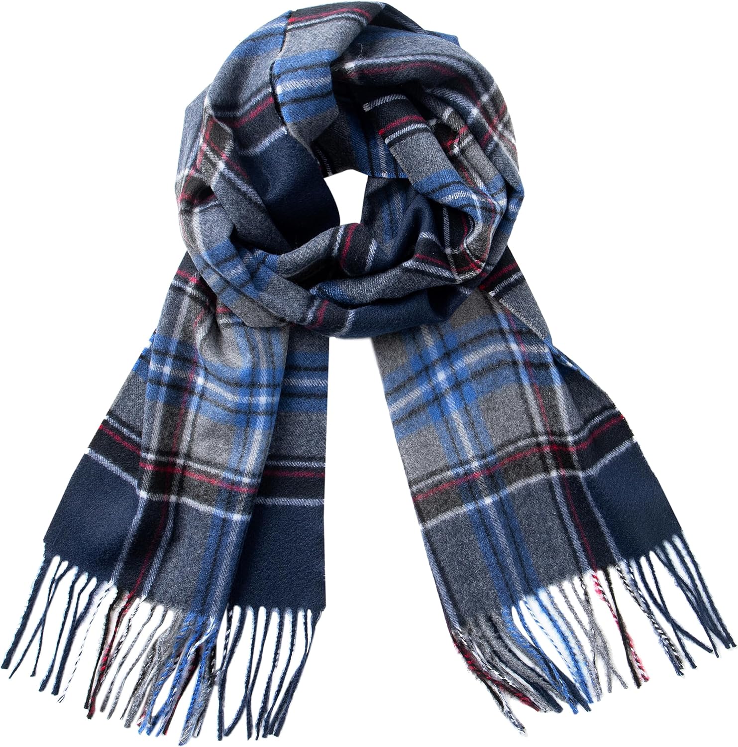 CALVIN & OLIVIA Cashmere Feel Scarf Soft Winter Ombre Nova Buffalo Tartan Tweed Houndstooth Plaid Chic Gift for Men Women - Image 1